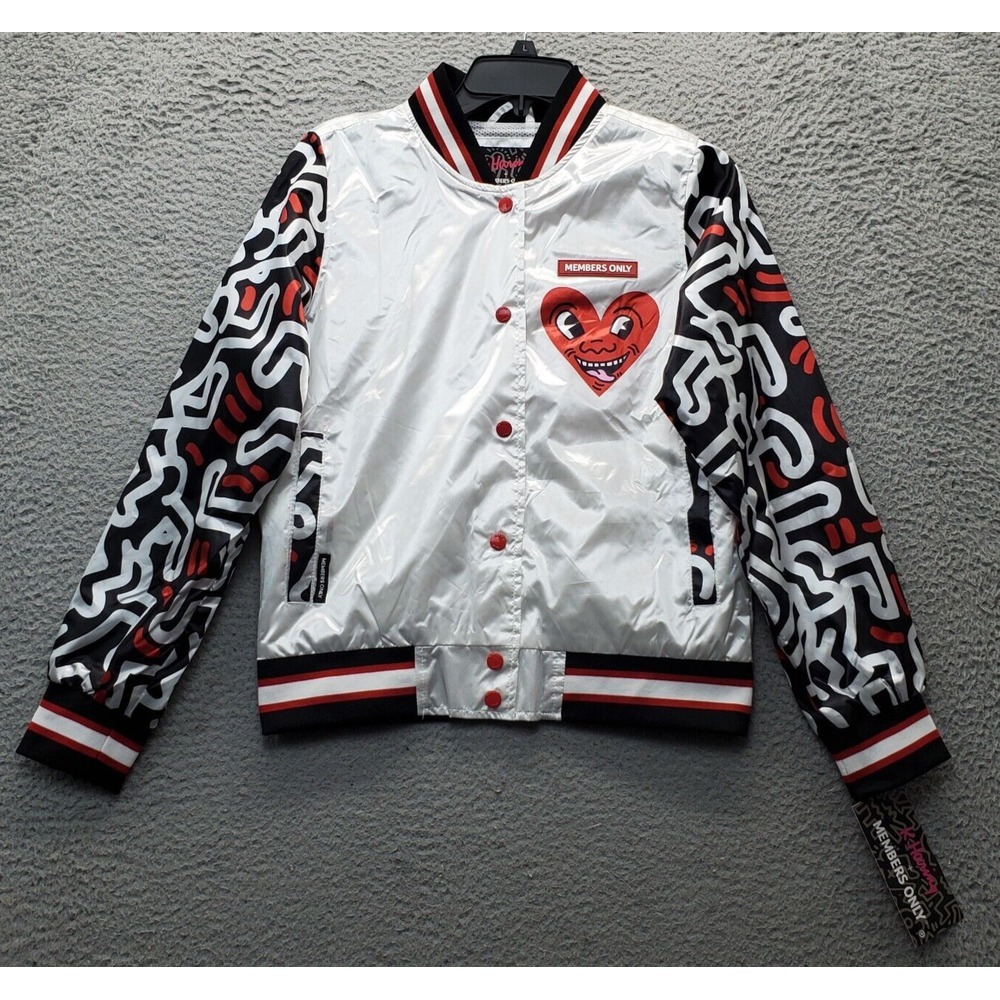 Members Only White, Black & Red Graphic Utility Jacket